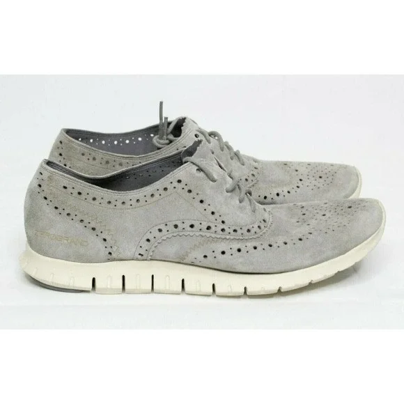 Cole Haan ZeroGrand Shoes Gray Suede Wingtip Oxford Sneakers Woman's Size 9 - Picture 2 of 8